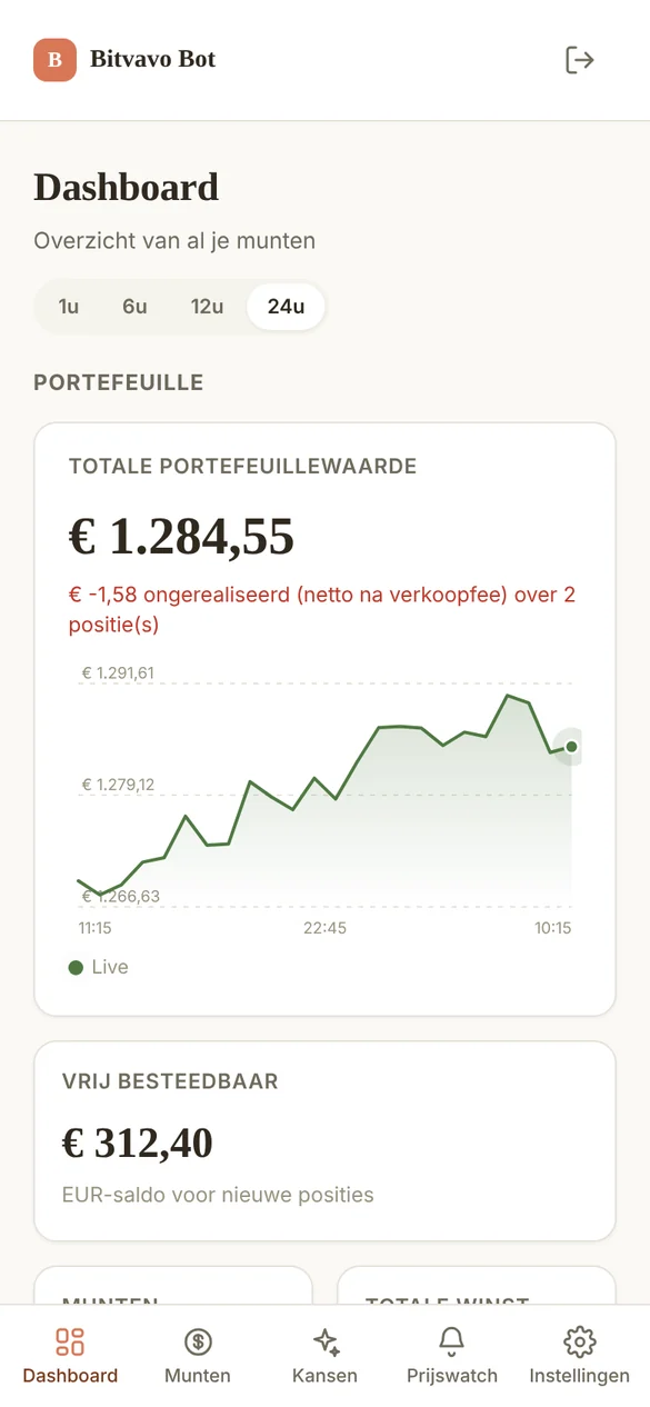 Screenshot van Bitvavo Bot