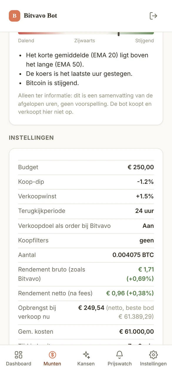 Screenshot 4 van Bitvavo Bot